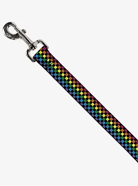 Checker Print Dog Leash Neon Rainbow