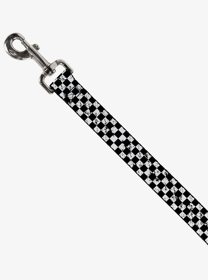 Distressed Checker Print Dog Leash