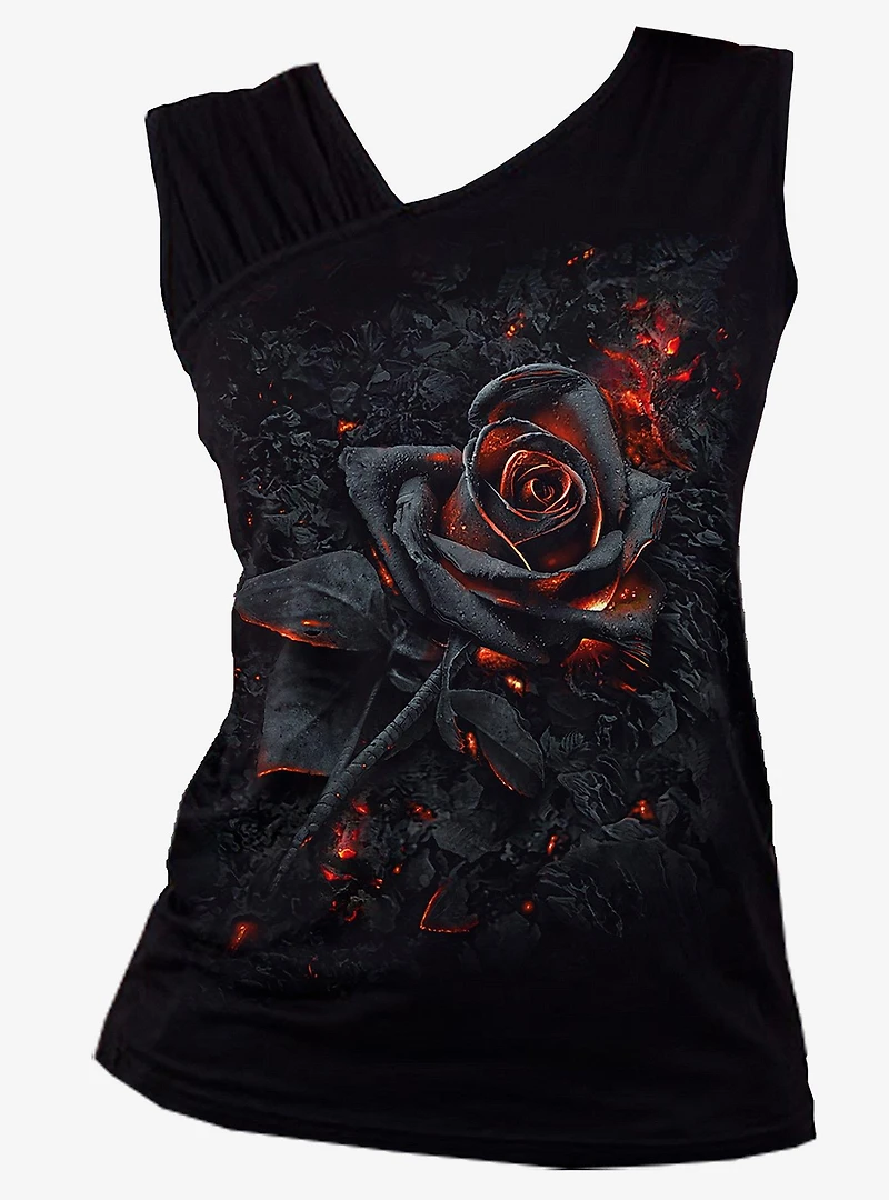 Burnt Rose Gathered Shoulder Sleeveless Top