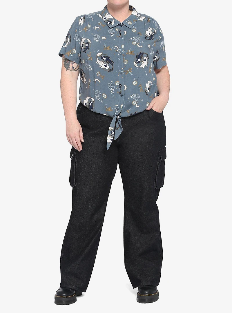 Her Universe Avatar: The Last Airbender La & Tui Women's Plus Tie-Front Woven Top