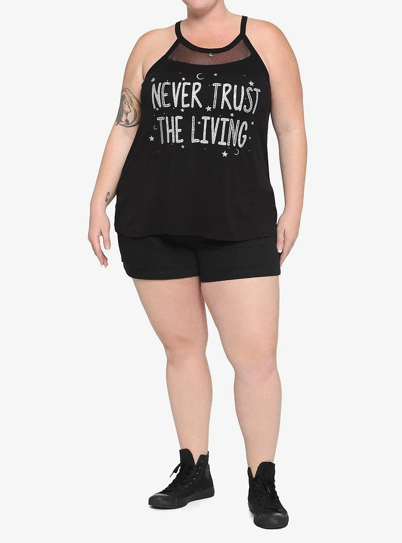 Never Trust The Living Mesh Girls Tank Top Plus Size