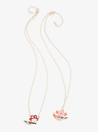 Mushroom & Axolotl Knife Best Friend Necklace Set