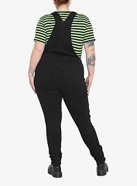 Black Destructed Girls Denim Overalls Plus Size