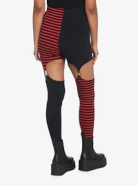 Black & Red Split Garter Leggings