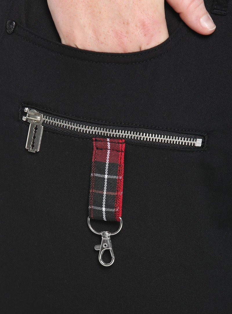 Black & Red Plaid Razor Zipper Flare Jeans Plus