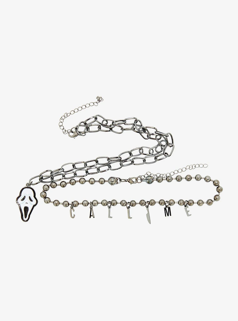 Scream Ghost Face Call Me Chain Necklace Set