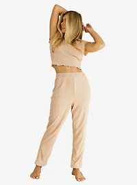 Dippin' Daisy's Strut Waffle Crochet Short Sleeve Crop Top Nude