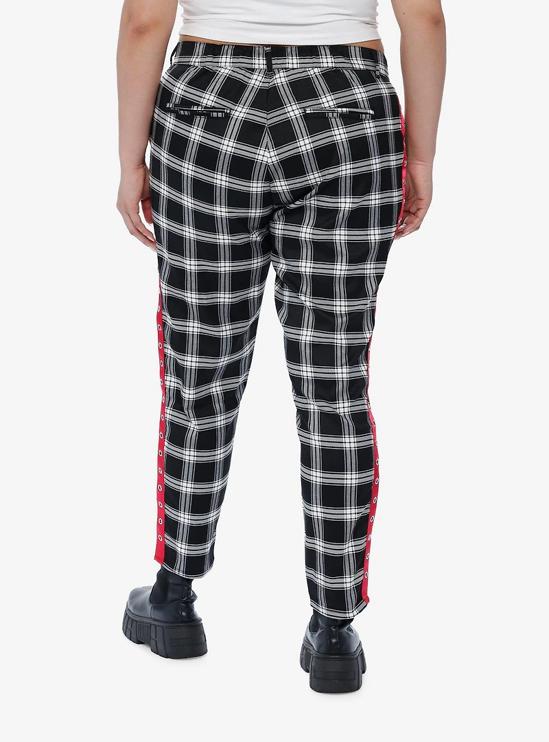 Black & White Plaid Grommet Pants Plus