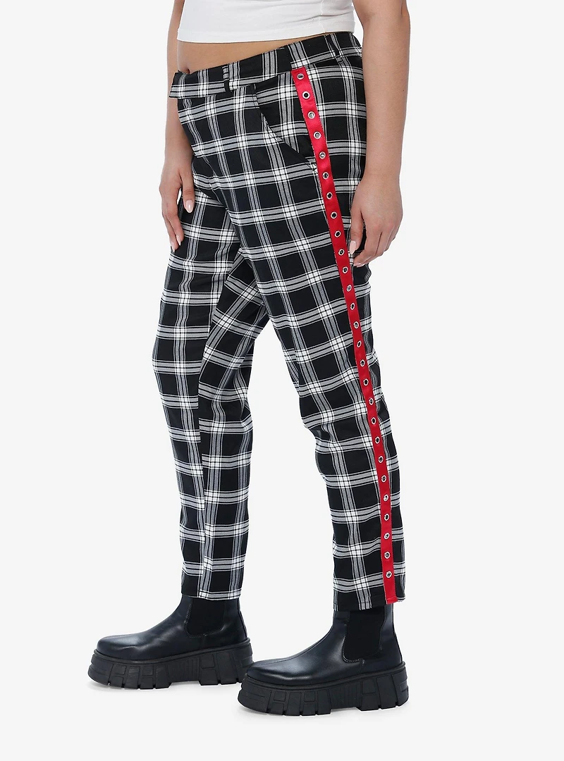 Black & White Plaid Grommet Pants Plus