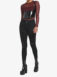 Faux Leather Under Bust Corset Girls Top