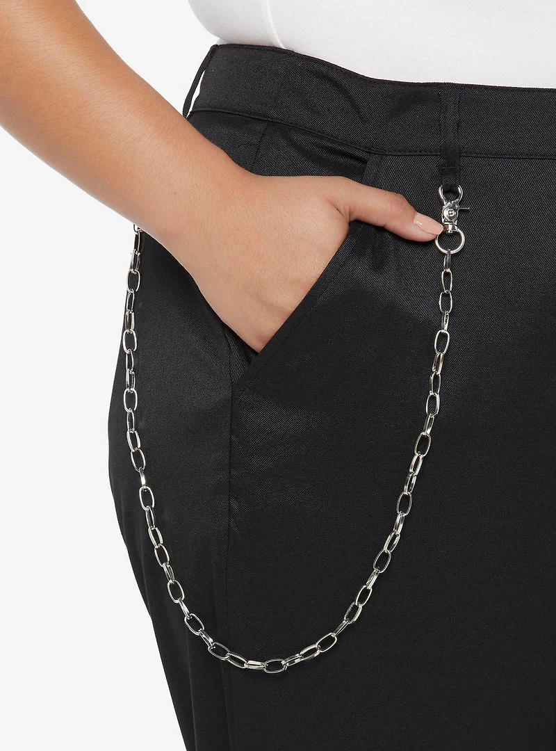 Black & Green Plaid Split Chain Pants Plus