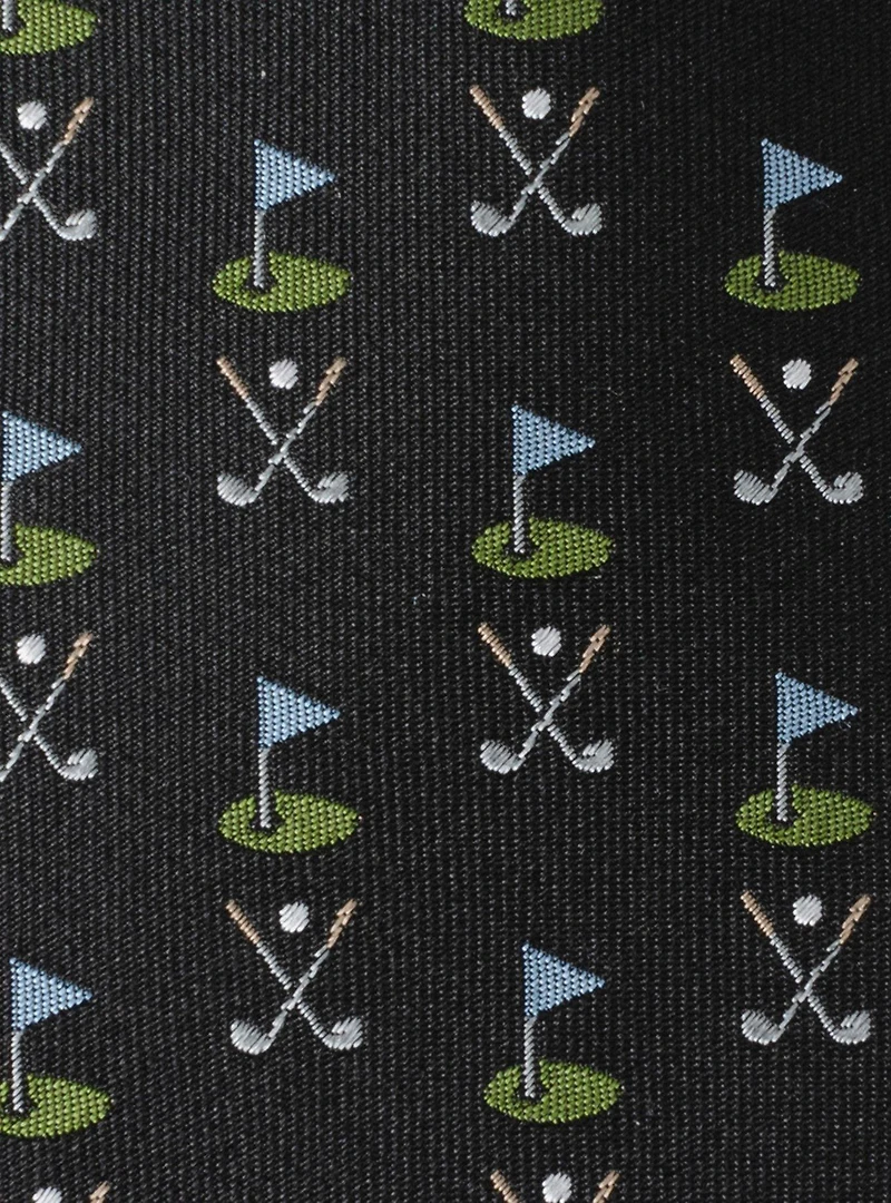 Golf Course Black Silk Men's Tie