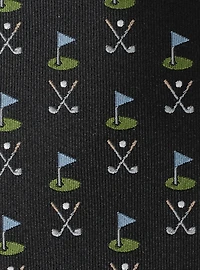 Golf Course Black Silk Men's Tie