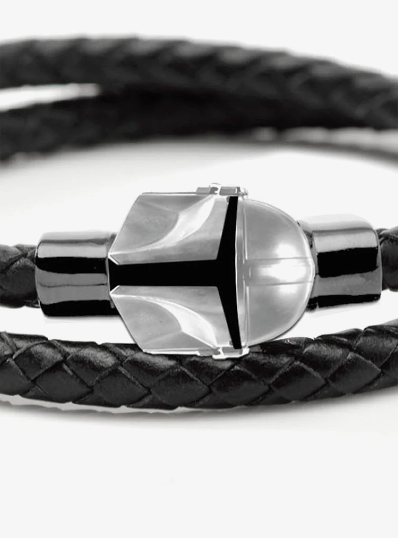Star Wars The Mandalorian Helmet Double Wrap Stainless Steel Bracelet