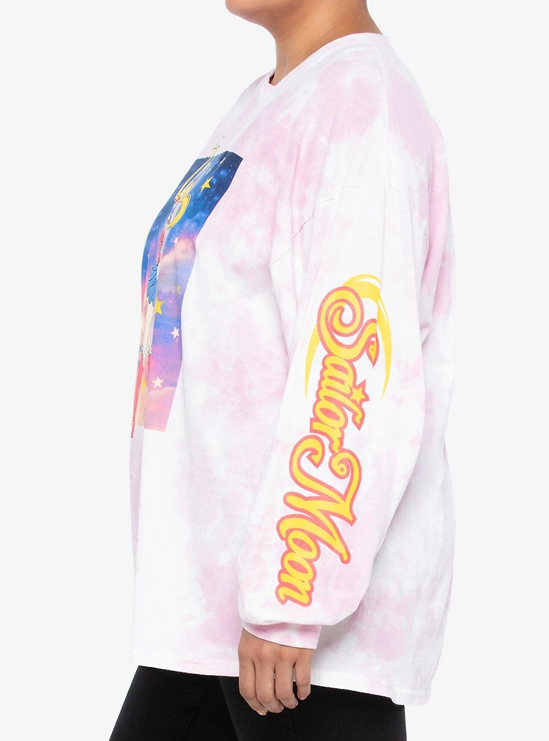 Sailor Moon Galaxy Pink Tie-Dye Long-Sleeve Girls T-Shirt Plus Size