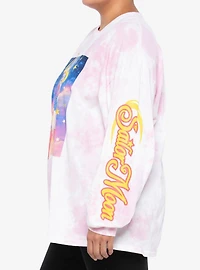 Sailor Moon Galaxy Pink Tie-Dye Long-Sleeve Girls T-Shirt Plus Size