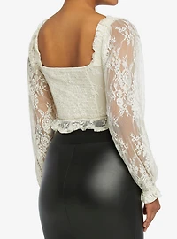 Ivory Lace Corset Girls Long-Sleeve Top