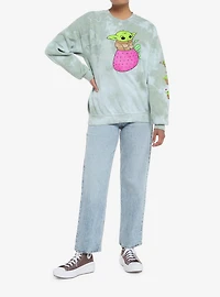 Star Wars The Mandalorian Grogu Strawberry Tie-Dye Girls Sweatshirt