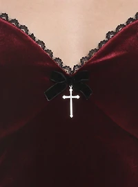 Burgundy Velvet Slip Midi Dress