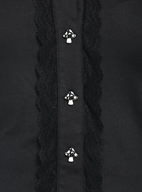 Black Mushroom Girls Crop Long-Sleeve Top Plus Size