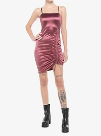 Mauve Ruched Strappy Dress