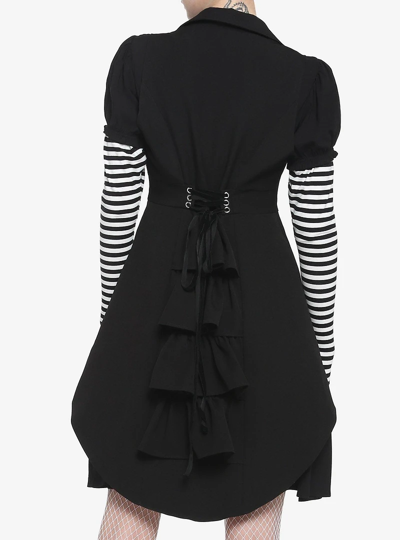 Black Rabbit Bustle Double-Breasted Girls Vest