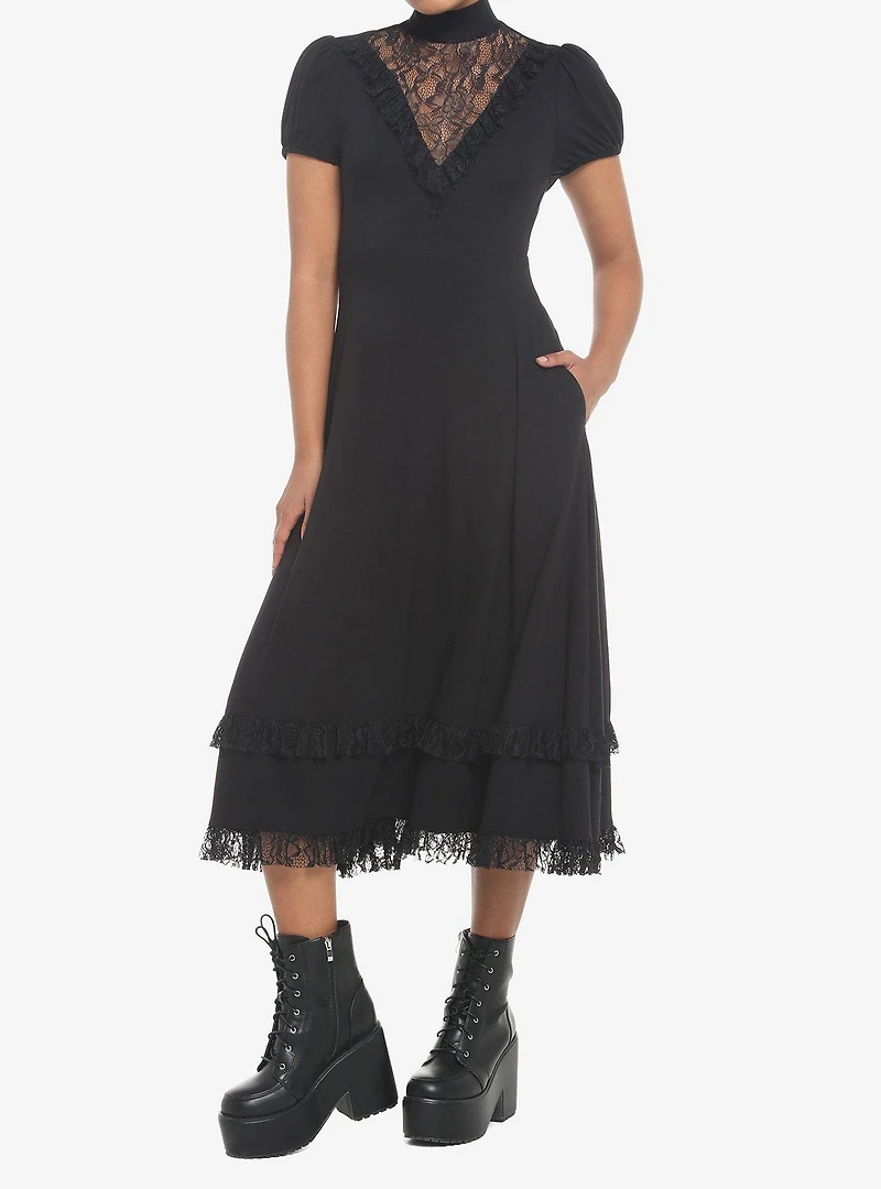 Black Lace Midi Dress