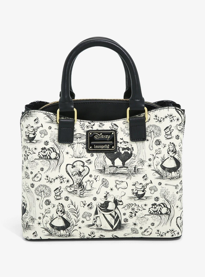 Loungefly Alice in Wonderland Line Art Allover Print Handbag - BoxLunch Exclusive