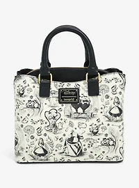 Loungefly Alice in Wonderland Line Art Allover Print Handbag - BoxLunch Exclusive