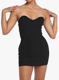 Black Ribbed Tube Dress