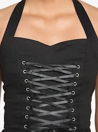 Black Gothic Tiered Halter Dress