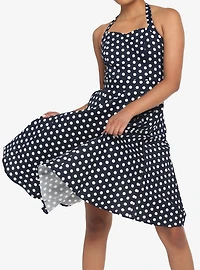 Navy Polka Dot Retro Halter Dress