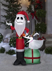 The Nightmare Before Christmas Jack Skellington As Santa And Zero Wearing Antlers Airblown