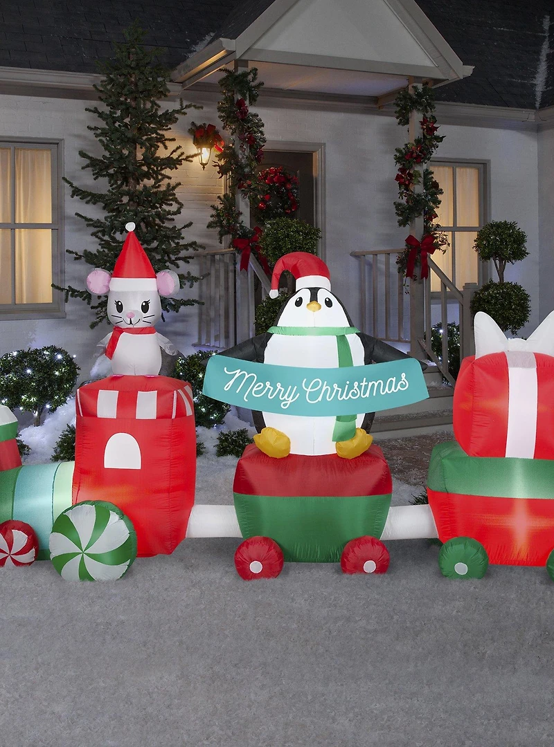 Airblown Christmas Train Scene