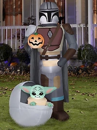 Star Wars The Mandalorian And The Child With Pumpkin Scene Airblown
