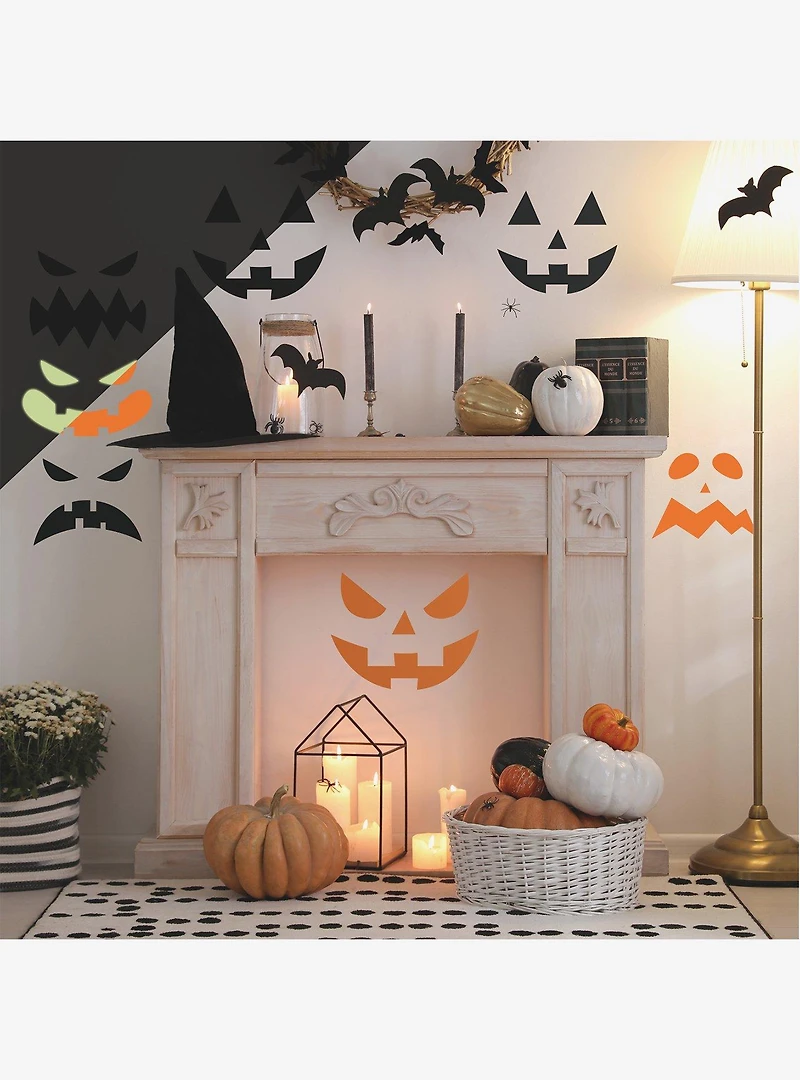 Halloween Pumpkin Faces Glow in the Dark Peel & Stick Wall Decals