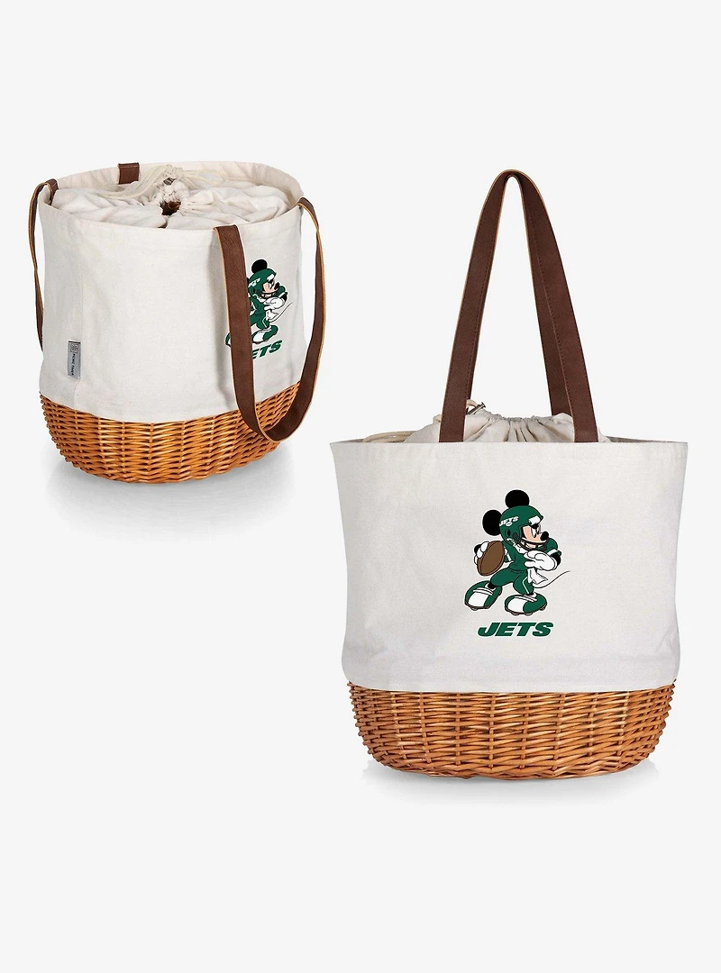 Disney Mickey Mouse NFL New York Jets Canvas Willow Basket Tote