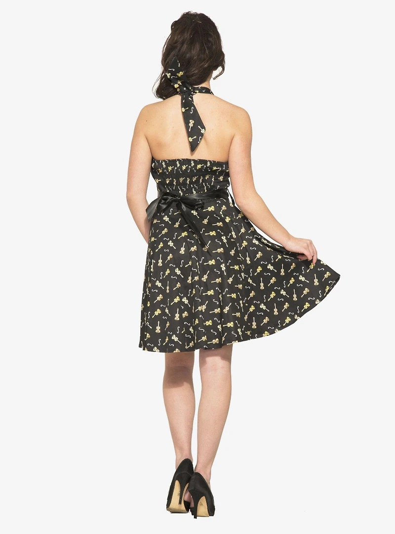 Black Violin Halter Dress