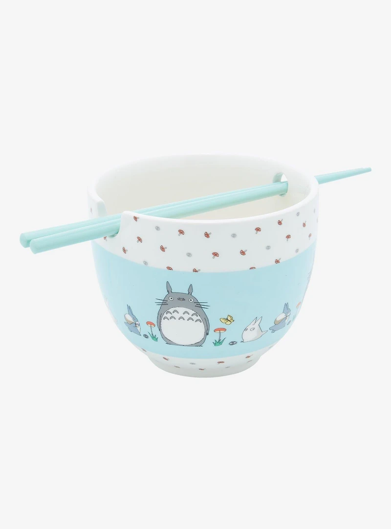 Studio Ghibli My Neighbor Totoro Mushroom Border Ramen Bowl with Chopsticks - BoxLunch Exclusive