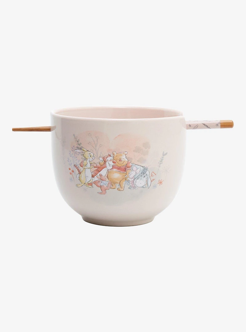 Disney Winnie the Pooh Botanical Group Portrait Ramen Bowl with Chopstick