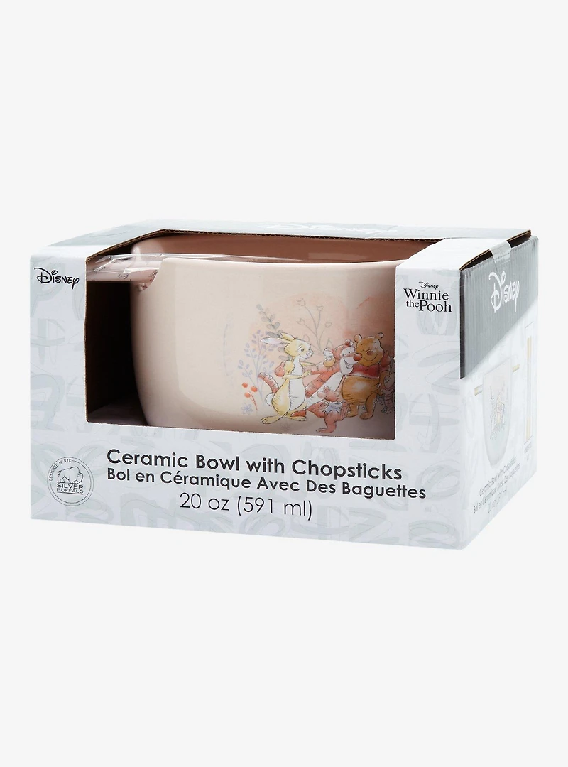 Disney Winnie the Pooh Botanical Group Portrait Ramen Bowl with Chopstick
