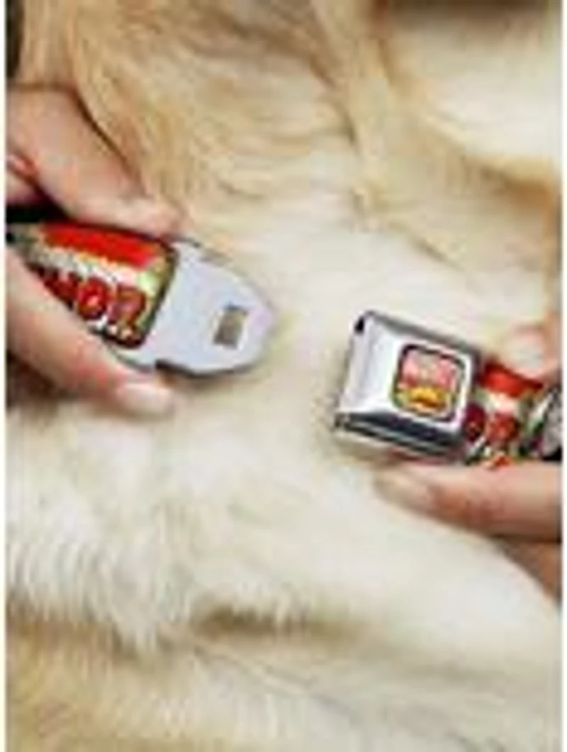 Marvel Thor Hammer Red Yellow White Seatbelt Buckle Dog Collar