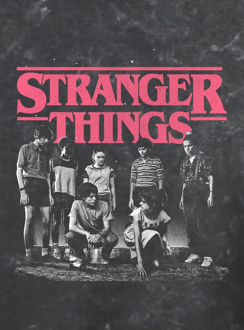 Stranger Things Stranger Squad Mineral Wash Crop Girls T-Shirt