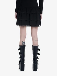 Thorn & Fable Black Lace Grommet Tiered Skirt