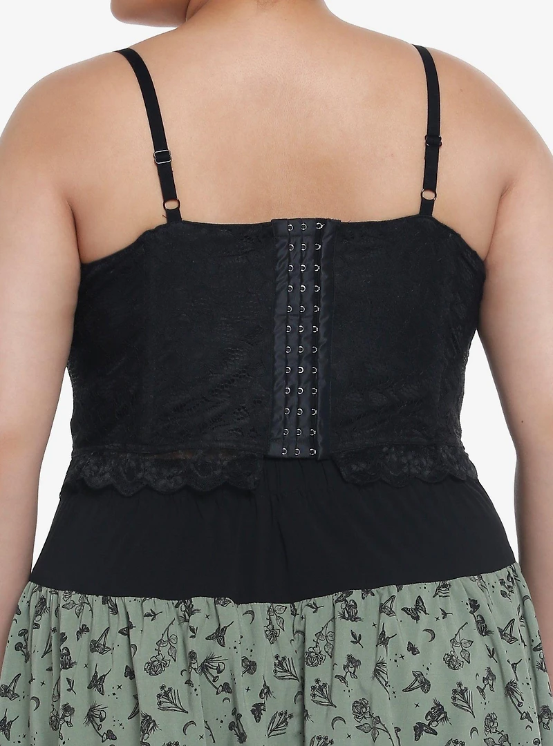 Thorn & Fable Black Lace Corset Girls Crop Cami Plus Size