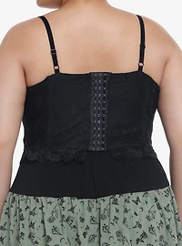 Thorn & Fable Black Lace Corset Girls Crop Cami Plus Size