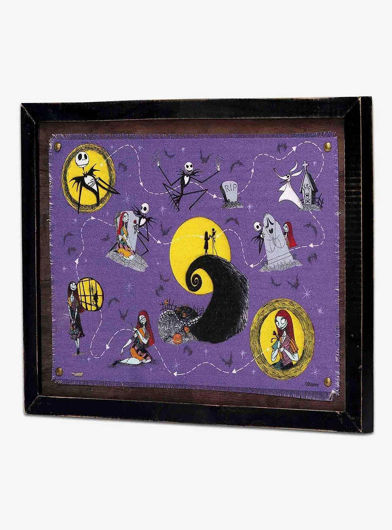 Disney The Nightmare Before Christmas Halloween Town Map Framed Canvas Wall Decor
