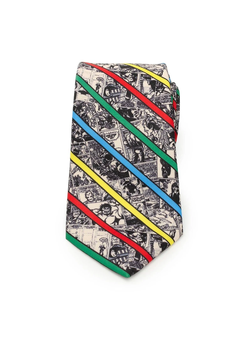 Marvel Avengers Comic Stripe Tan Men's Tie