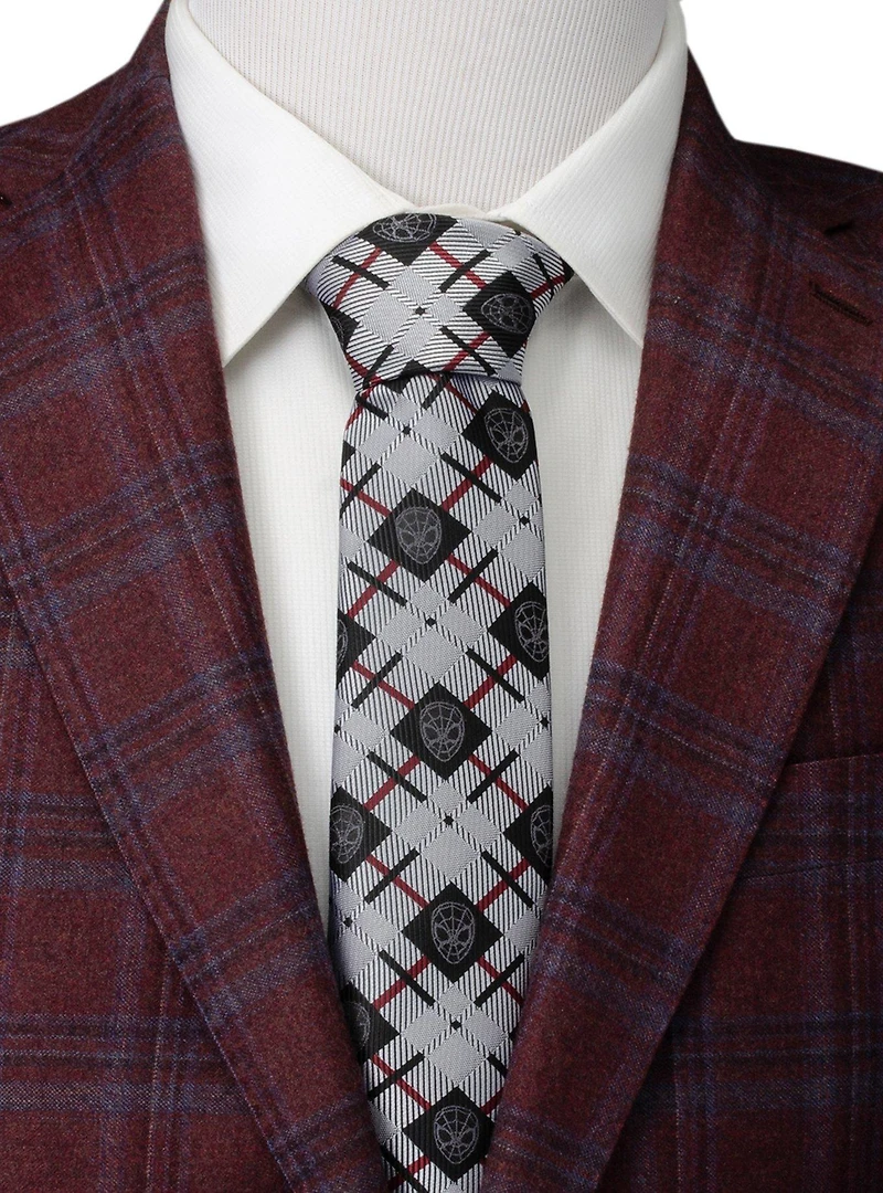 Marvel Spider-Man Plaid Black Men's Tie