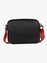 Bugatti Rolling Stones Vegan Leather Crossbody Bag Black with Red Strap